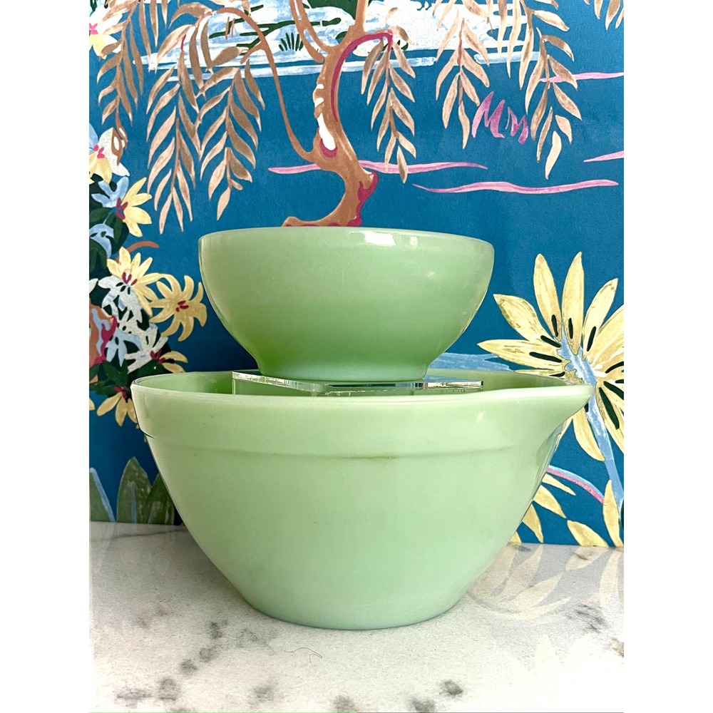 Fire King Jadeite bowls. Set of 2. Pouring and Fingertip bowls